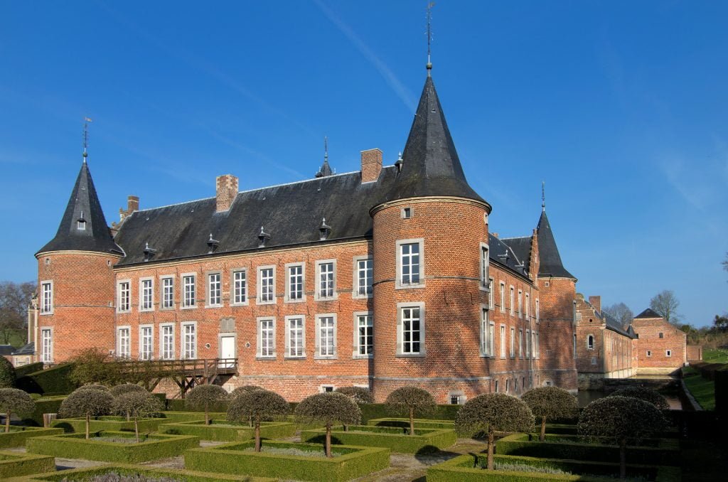 The view of Alden Biesen Castle from the garden. 