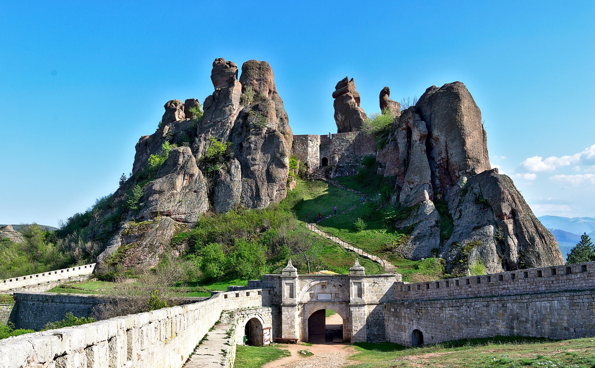 Belogradchik Castle and natural rock formations in Bulgaria.
