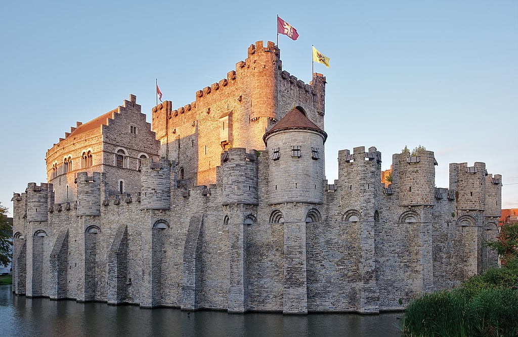 Gravensteen Castle during the golden hour.