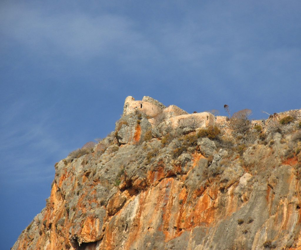 Worm's eye view of Monemvasia Fortress.