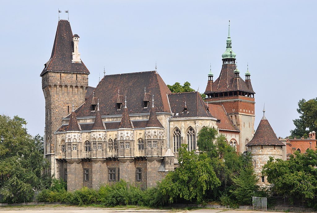 The baroque structure of Vajdahunyad Castle.