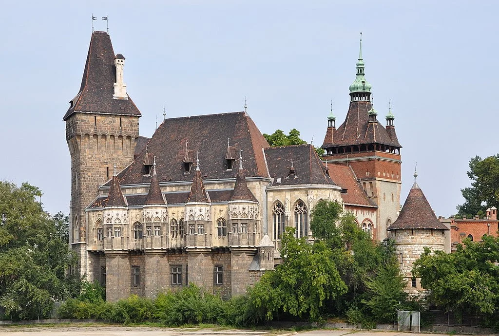 The baroque structure of Vajdahunyad Castle.