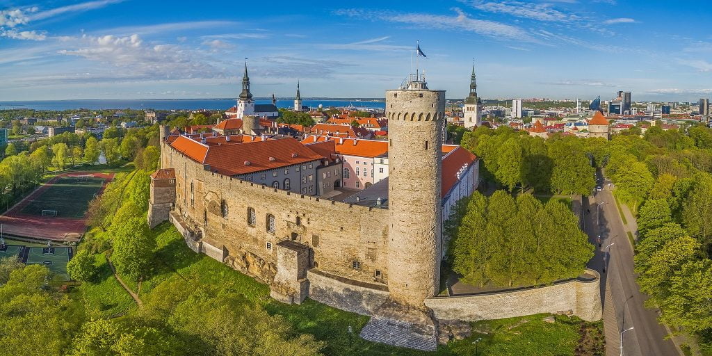 The aerial view of the other side of Toompea Castle.