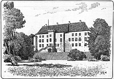 An old illustration of Dragsholm Castle.