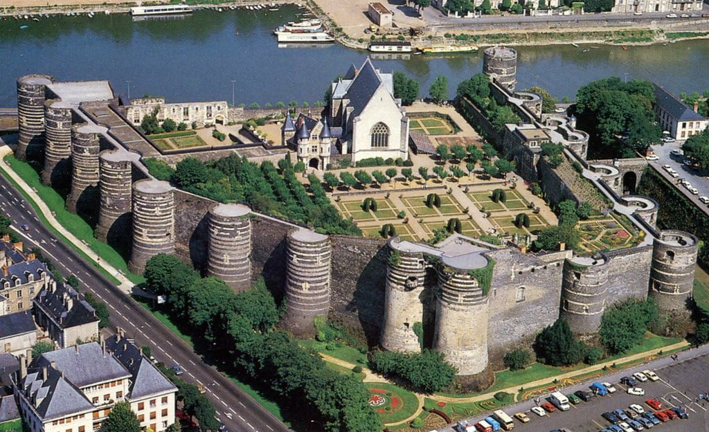 The aerial view of Chateau d' Angers.