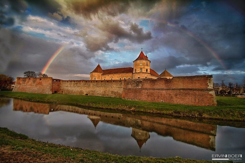 A rainbow captured at Fagaras Fortress from across the river.