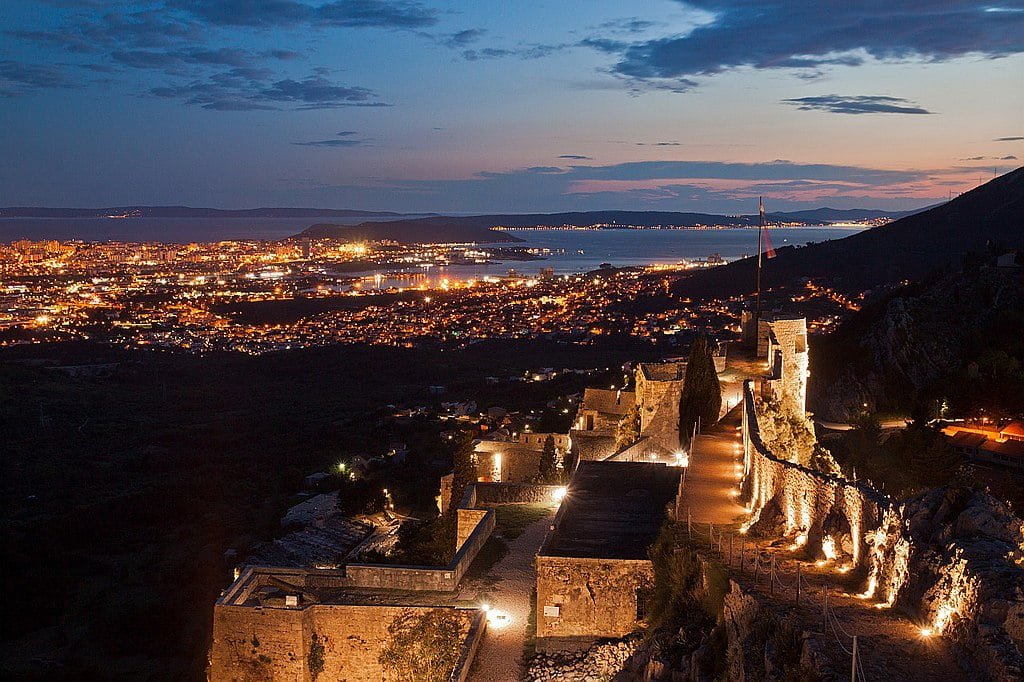 Klis Fortress at sunset. 