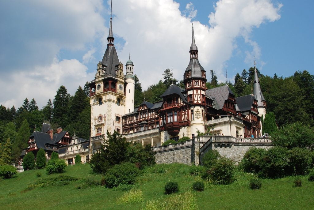 The beautiful architectural view of Peles Castle.