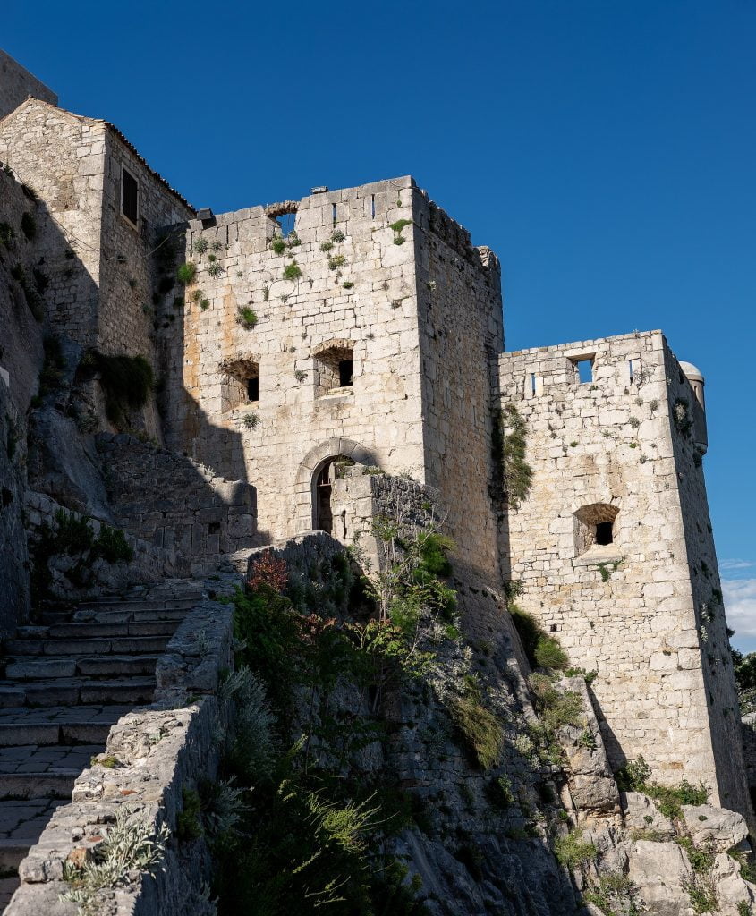 The staircase inside Klis Fortress going to the castle tower.