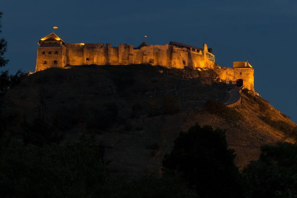 Sumeg castle's view at night.