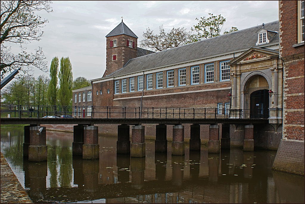 The bridged moat at Kasteel van Breda.