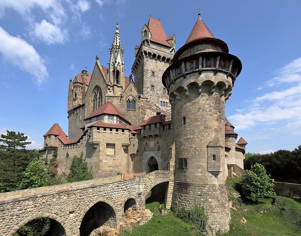 The beautiful Burg Kreuzenstein's architectural castle.