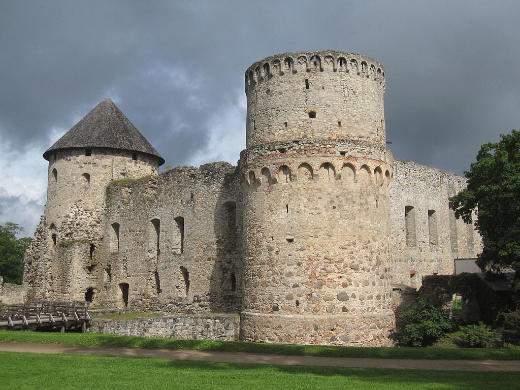 Stormy skies at Cesis Castle.