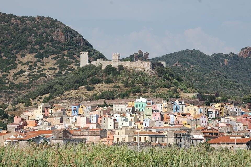 Malaspina Castle overlooking the town of Massa in Tuscany, Italy.