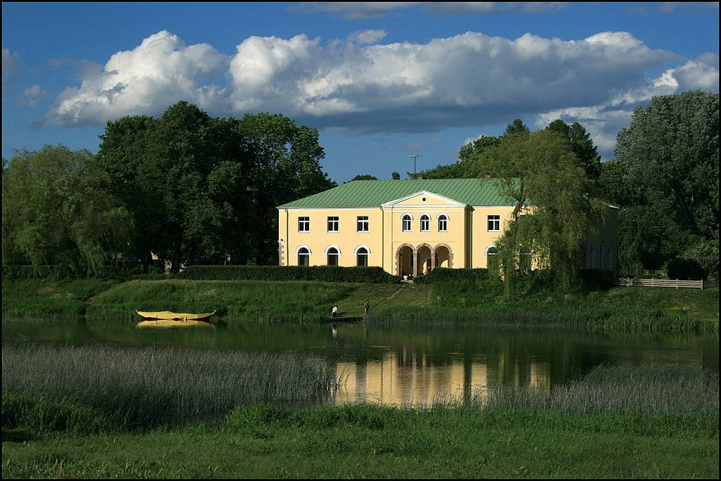 Mezotne Castle on a sunny afternoon.