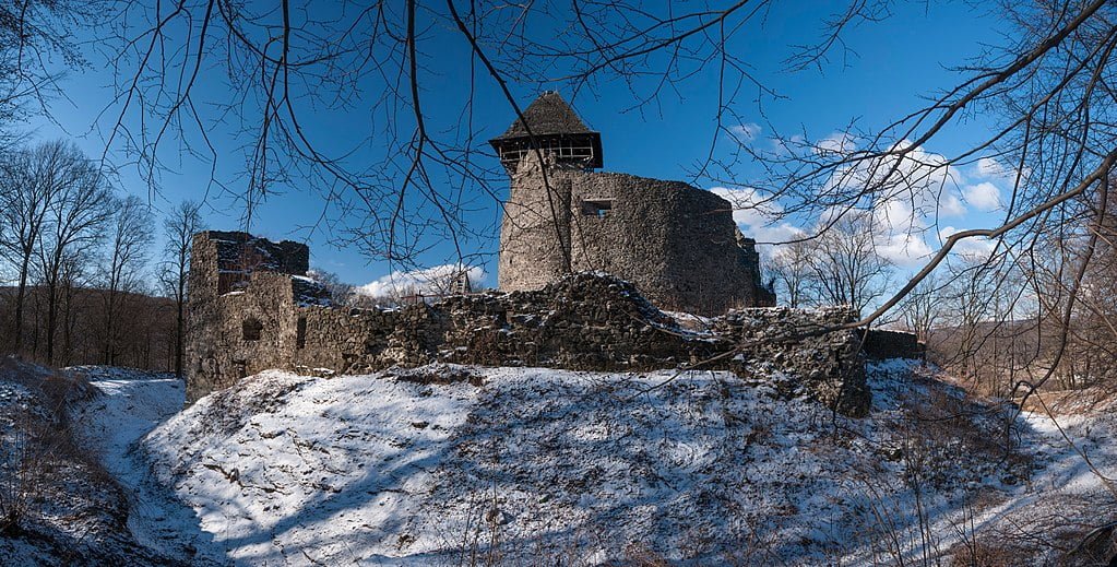 Nevytsky Castle during winter.