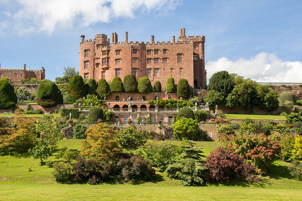 Powis Castle and grounds on a sunny day.