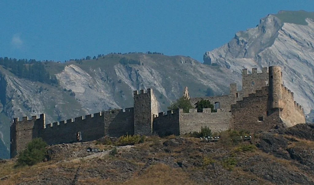 The castle walls of Tourbillon Castle.