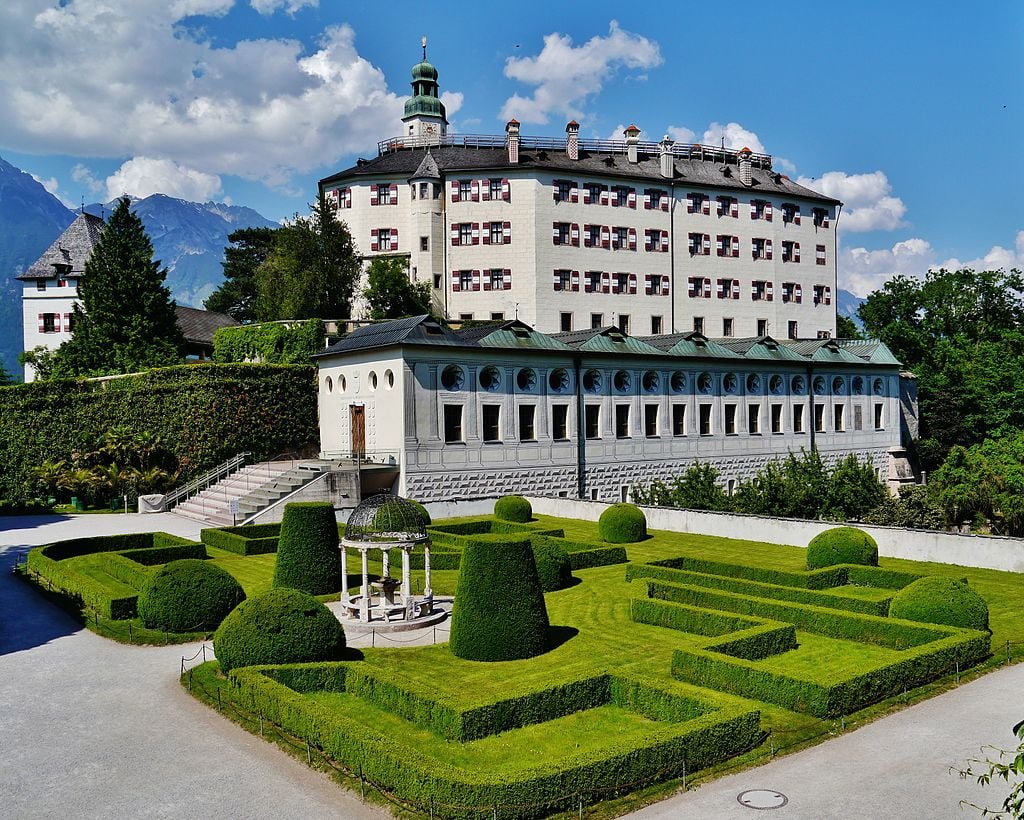 Ambras Castle's view and its beautiful garden.