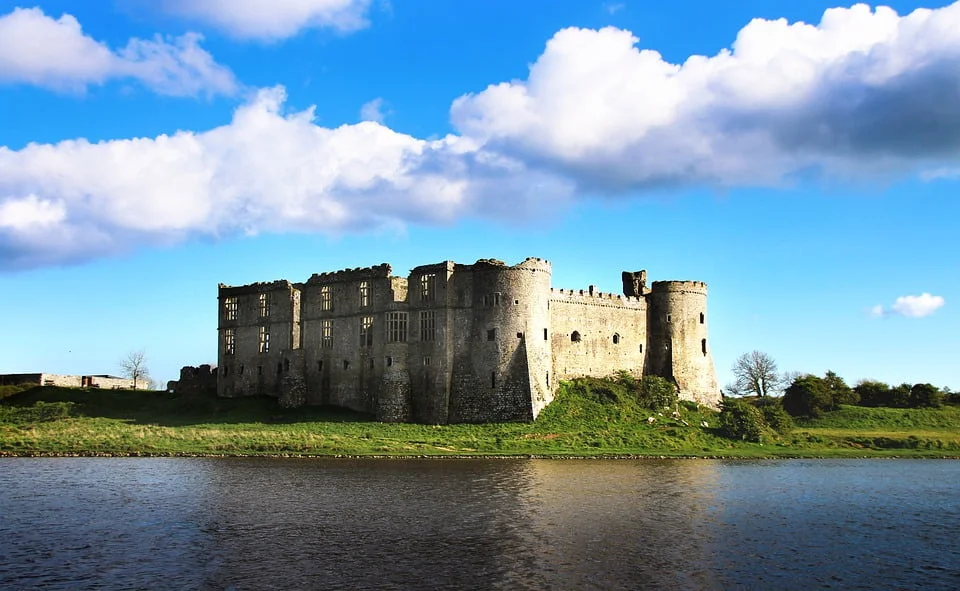 Carew Castle across water.