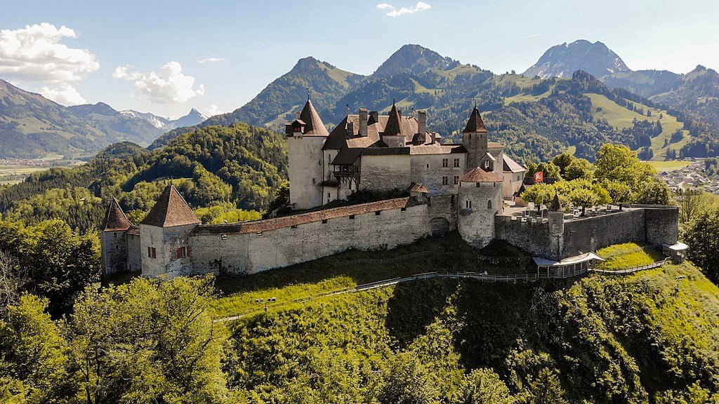 The panoramic view of Gruyeres Castle.