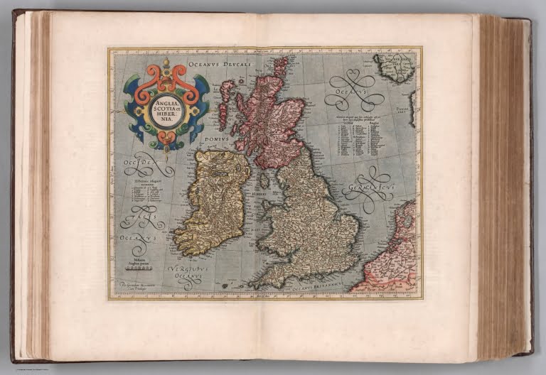An old colorful map of Great Britain named as Anglia, Scotia et Hibernia which includes Ireland as well. Published in 1623. 