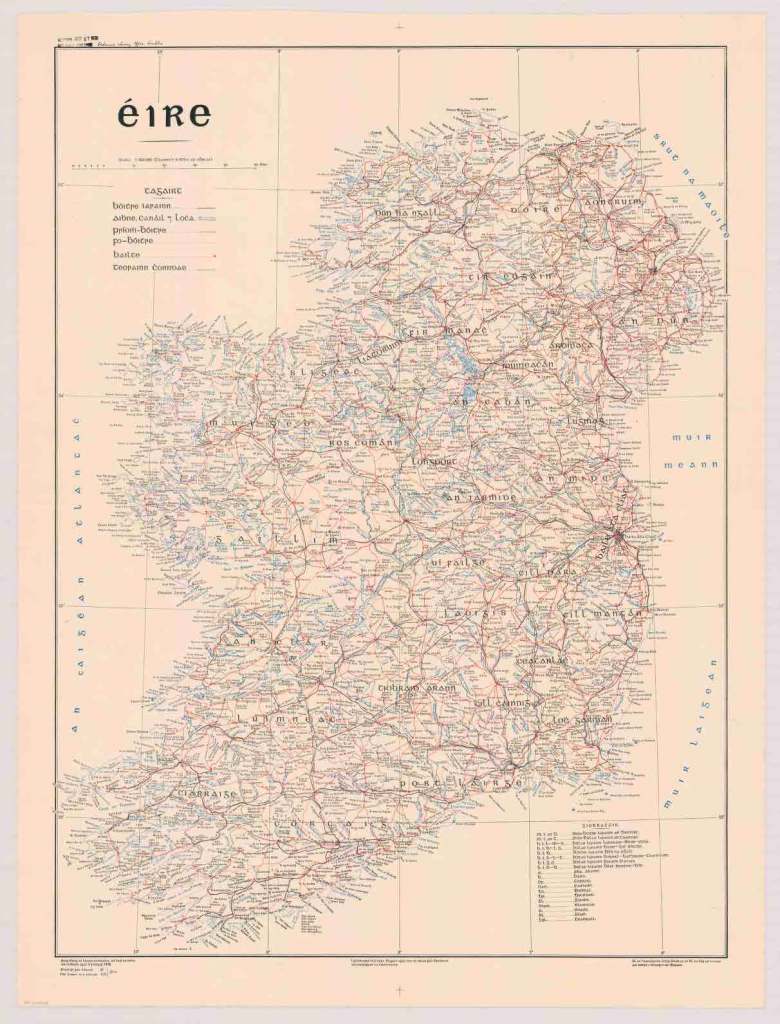 A fairly recent map of Ireland published in 1938 displaying towns, road, boarders, rivers etc.