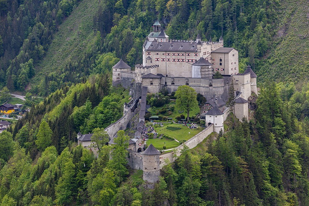Hohenwerfen Castle's aerial view.
