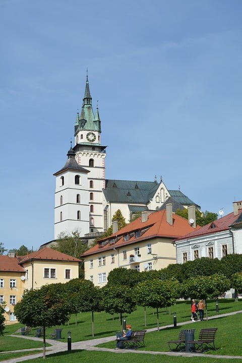 The stunning clock tower of Kremnica Castle.