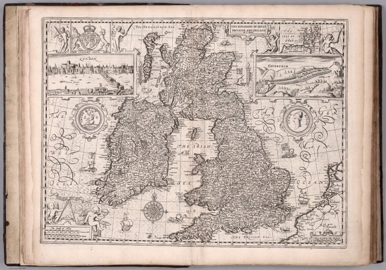 The old map of The Kingdome of Great Britaine and Ireland. Published in 1676.