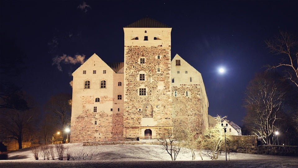 Turku Castle's view at night.