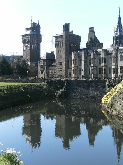 Cardiff’s Neo-Gothic manor & Clock Tower from the Public Square.