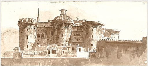 An 1847 rendering of Castel Nuovo.