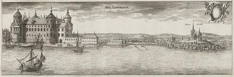 Artistic impression of Gripsholm Castle in the 17th Century.