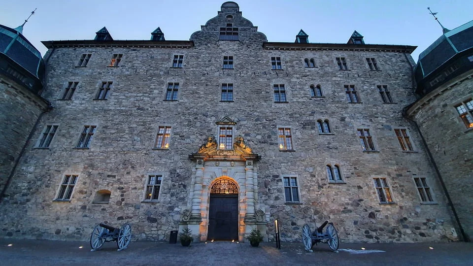 A magnificent Romanesque façade of Orebro Castle.