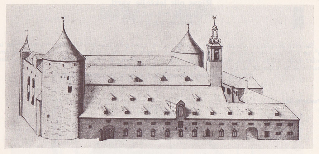 Sketch of Riga Castle in 1782, Latvia. 