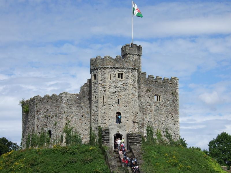 Visiting tourists at Cardiff Castle.