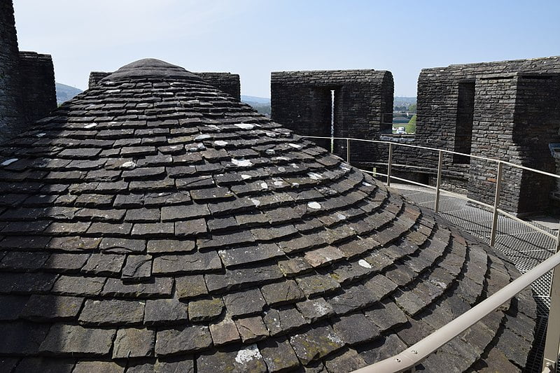 Caerphilly Castle's roof of one of the turrets on the Keep-Gatehouse.
