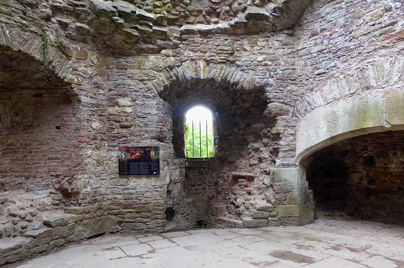 The kitchen tower at Raglan Castle.