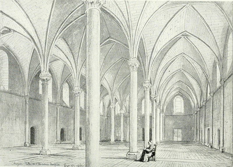 A sketch of how ribbed vaults transitioning into support columns .