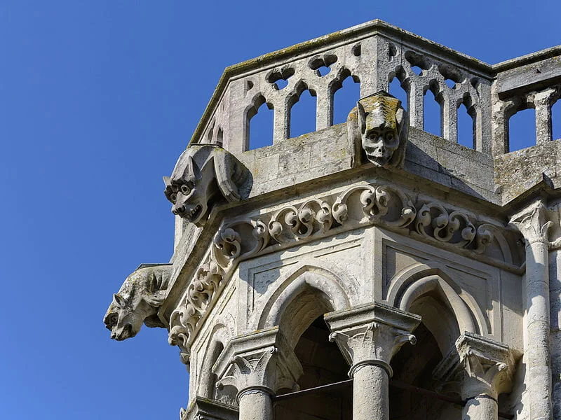 The gargoyle spouts of Laon Cathedral in Picardy, France.