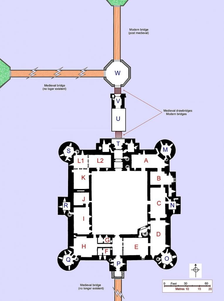 Ground floor plan of Bodiam Castle..