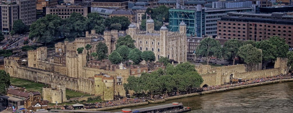 The panoramic view of the Tower of London.