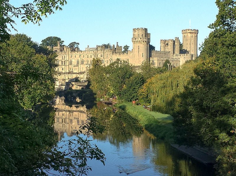 Warwick Castle in the morning sunlight.