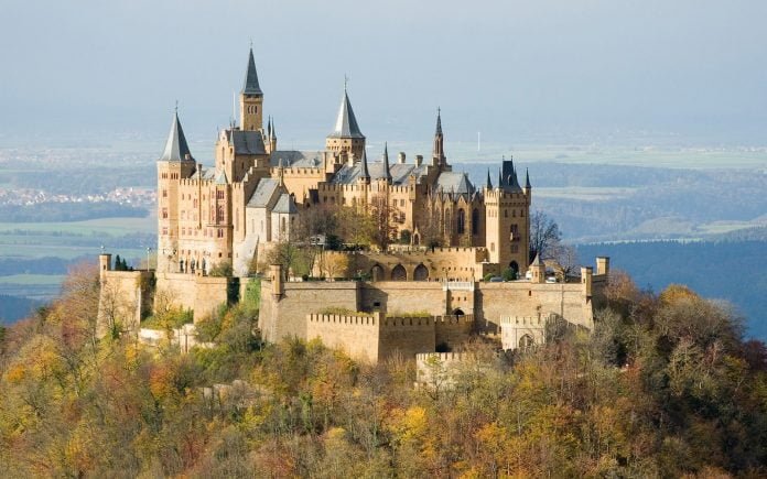 Hohenzollern Castle's view at the top of the hill.