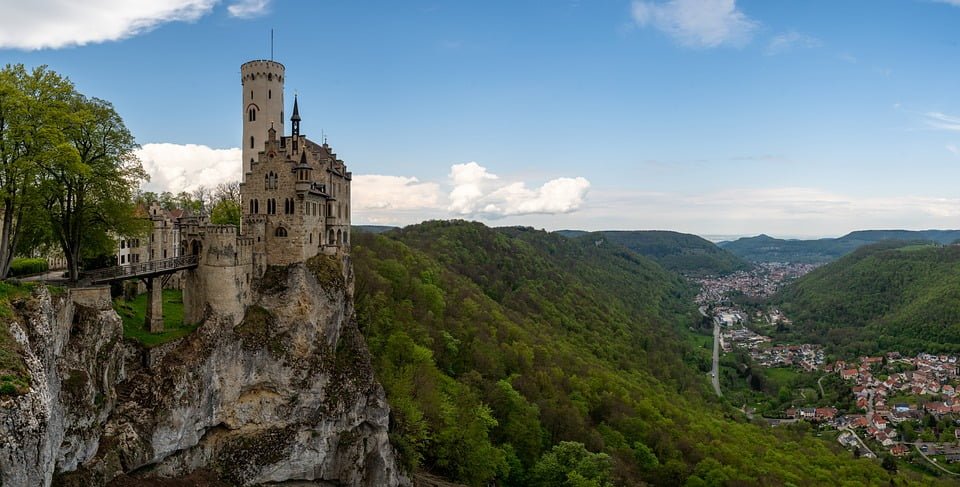 Lichtenstein castle and the city view.