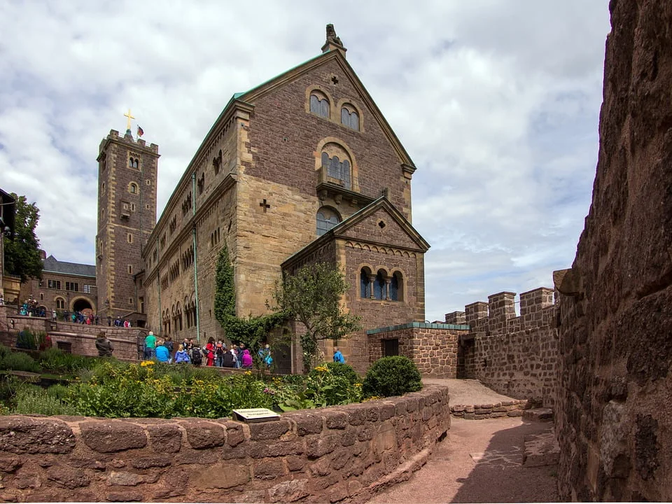 Visiting tourists at Wartburg Castle.