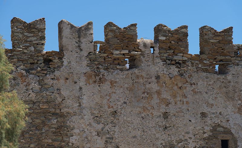 Bourtzi Castle merlons, in Greece.