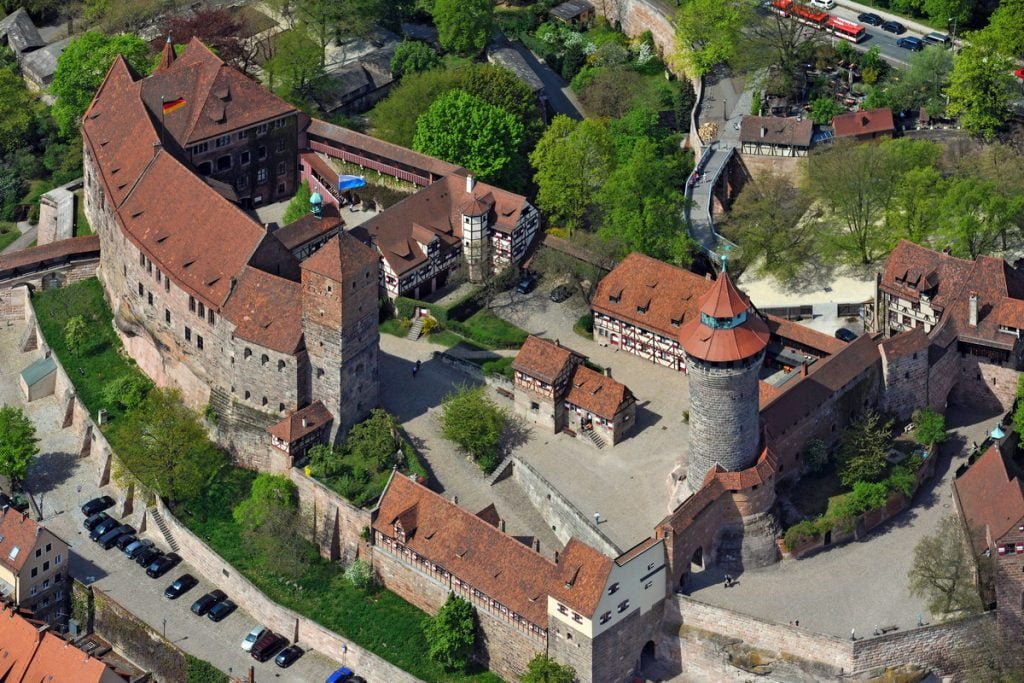 An aerial view of the beautiful Nuremberg Castle.