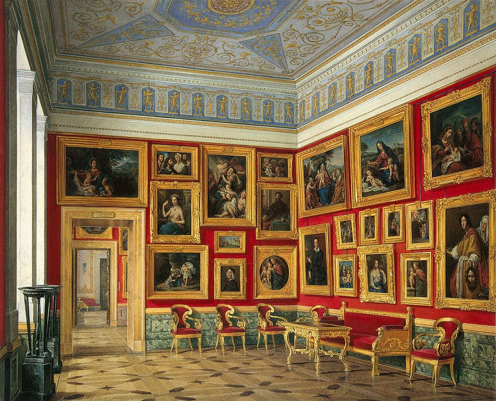 An interior view of the art gallery inside the Winter Palace.